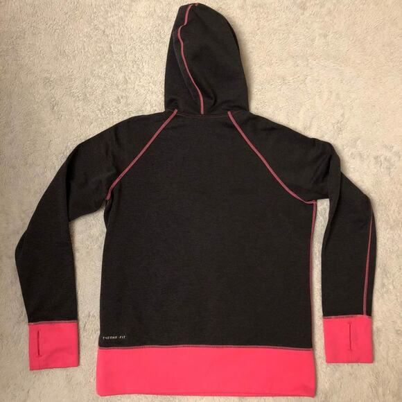 Nike Women’s size large therma Fit hooded Sweatshirt Pink Black - Picture 2 of 7